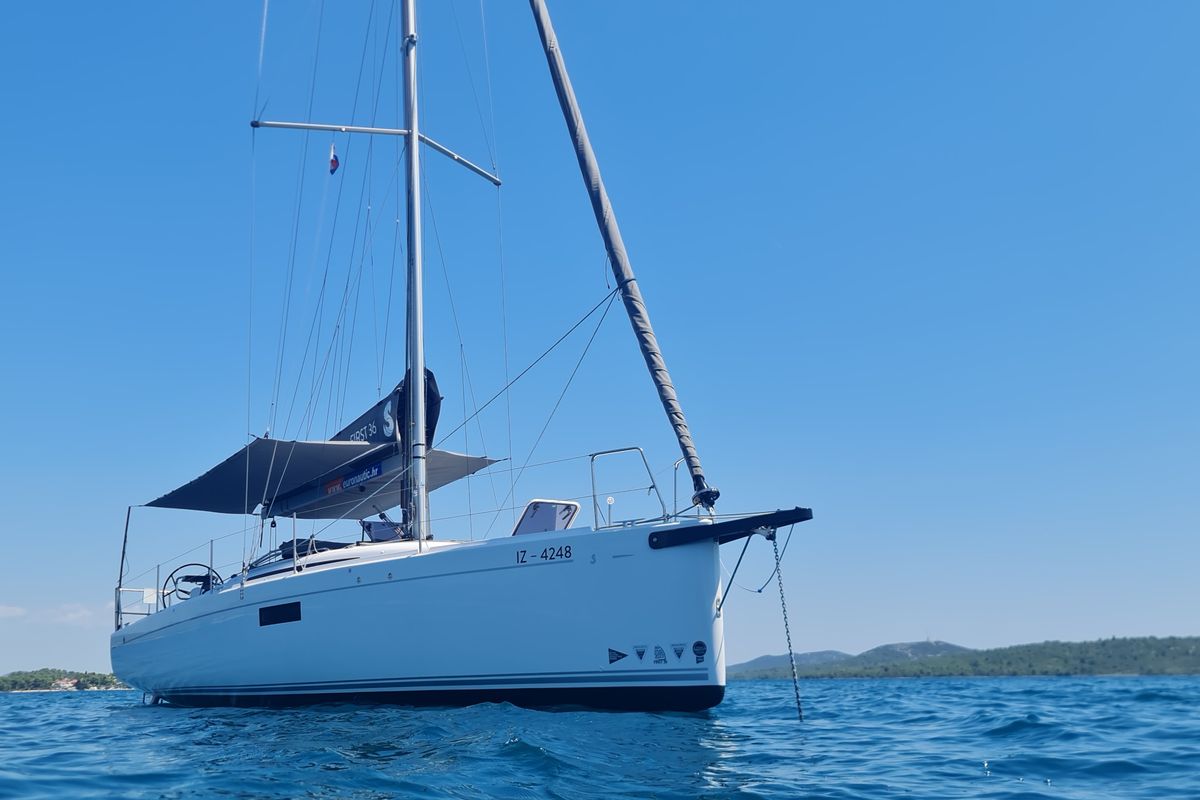 Exterior view of Mana, a Beneteau First 36 sailboat at Grad Biograd na Moru, Croatia