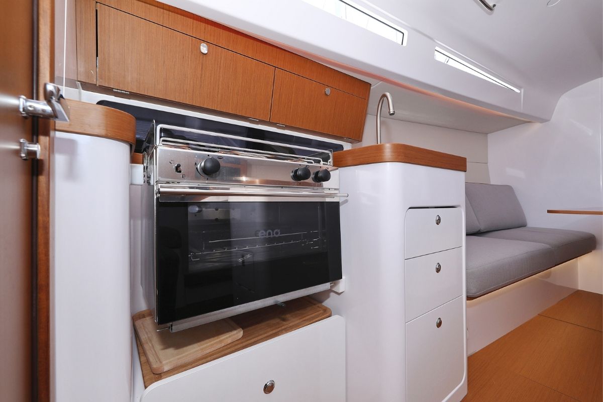 Galley of Mana, a Beneteau First 36 sailboat at Grad Biograd na Moru, Croatia