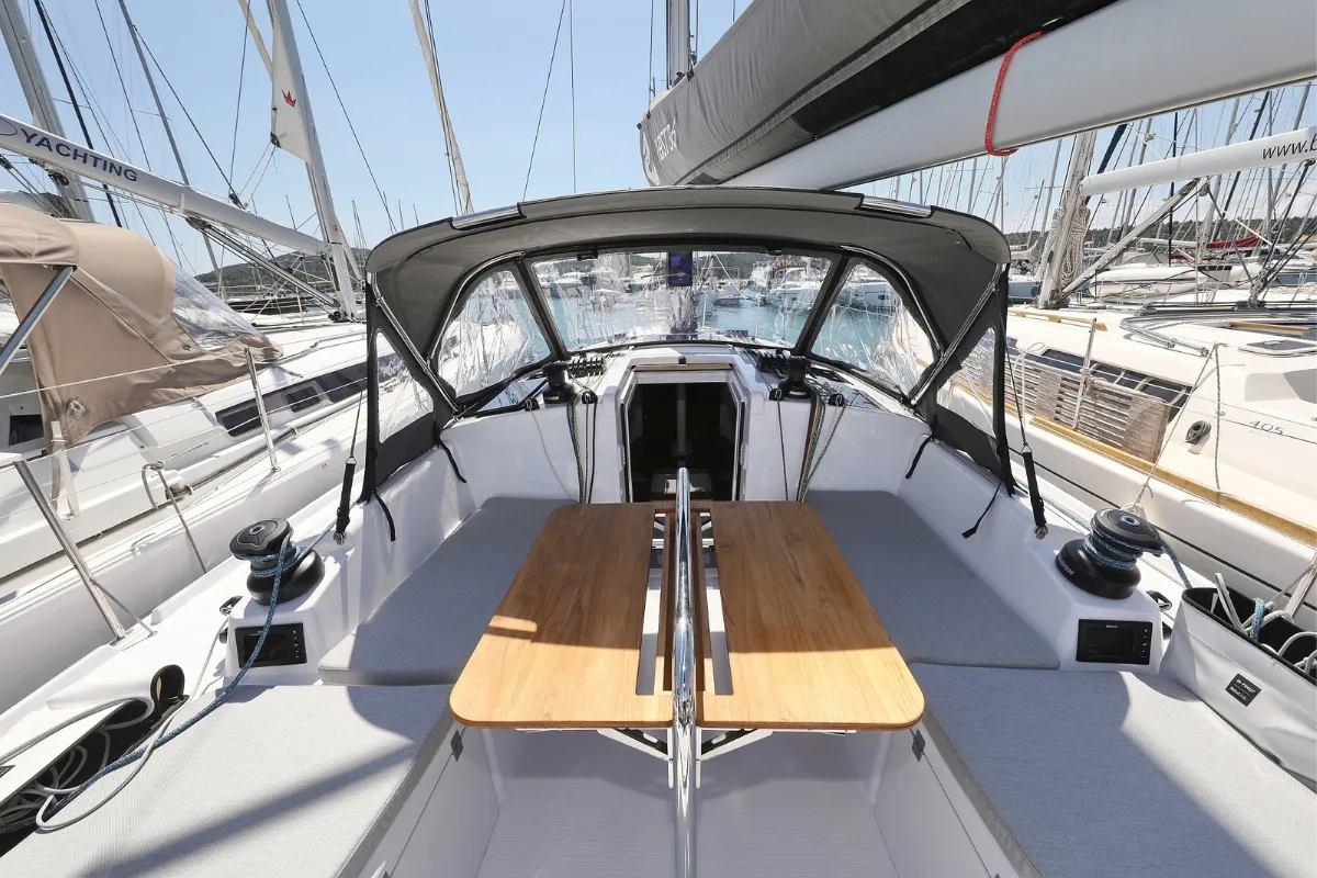 Deck of Mana, a Beneteau First 36 sailboat at Grad Biograd na Moru, Croatia