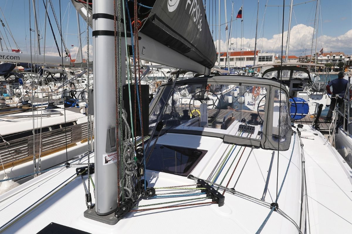 Deck of Mana, a Beneteau First 36 sailboat at Grad Biograd na Moru, Croatia