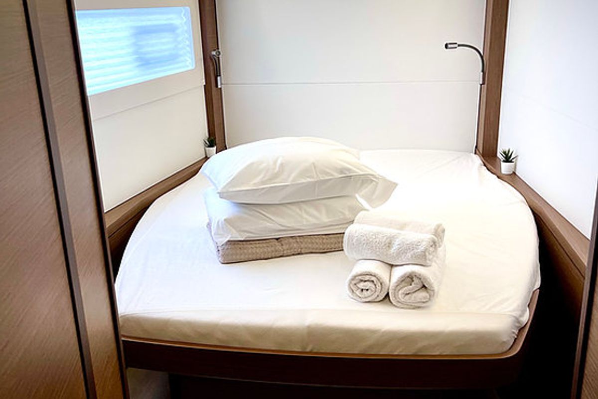 Cabin on Keyma, a Lagoon 46 catamaran at Tourlos, Greece
