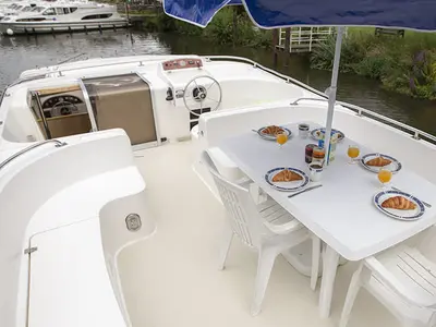 Deck of Grand Classique, a Gulet Grand Classique motorboat at Guipry-Messac, France