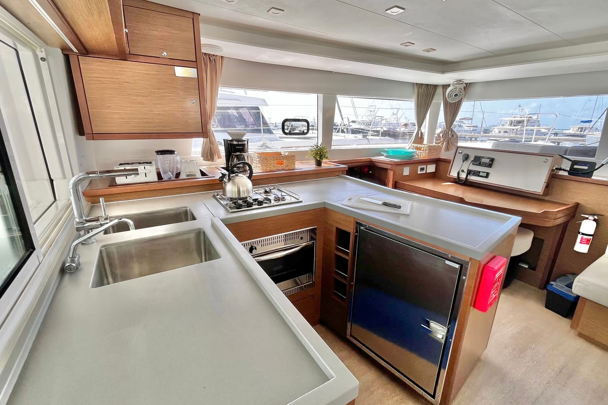Galley of Sea Runner III, a Lagoon 450 F catamaran at Parham Town, British Virgin Islands