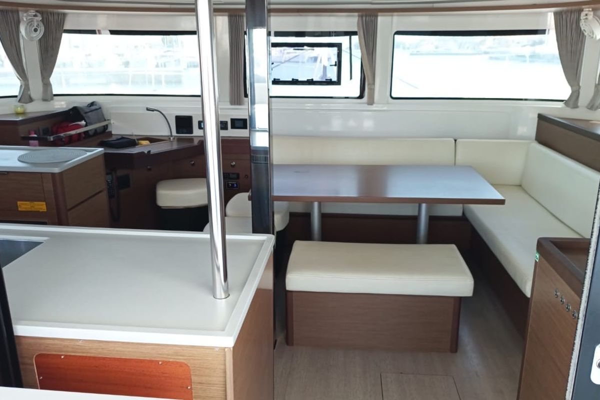 Salon of Selene, a Lagoon 46 catamaran at Municipal Unit of Anaktorio, Greece