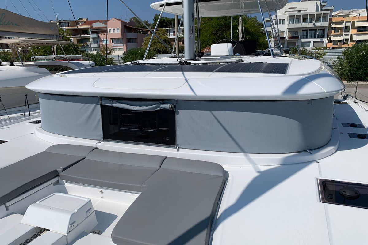 Deck of Selene, a Lagoon 46 catamaran at Municipal Unit of Anaktorio, Greece