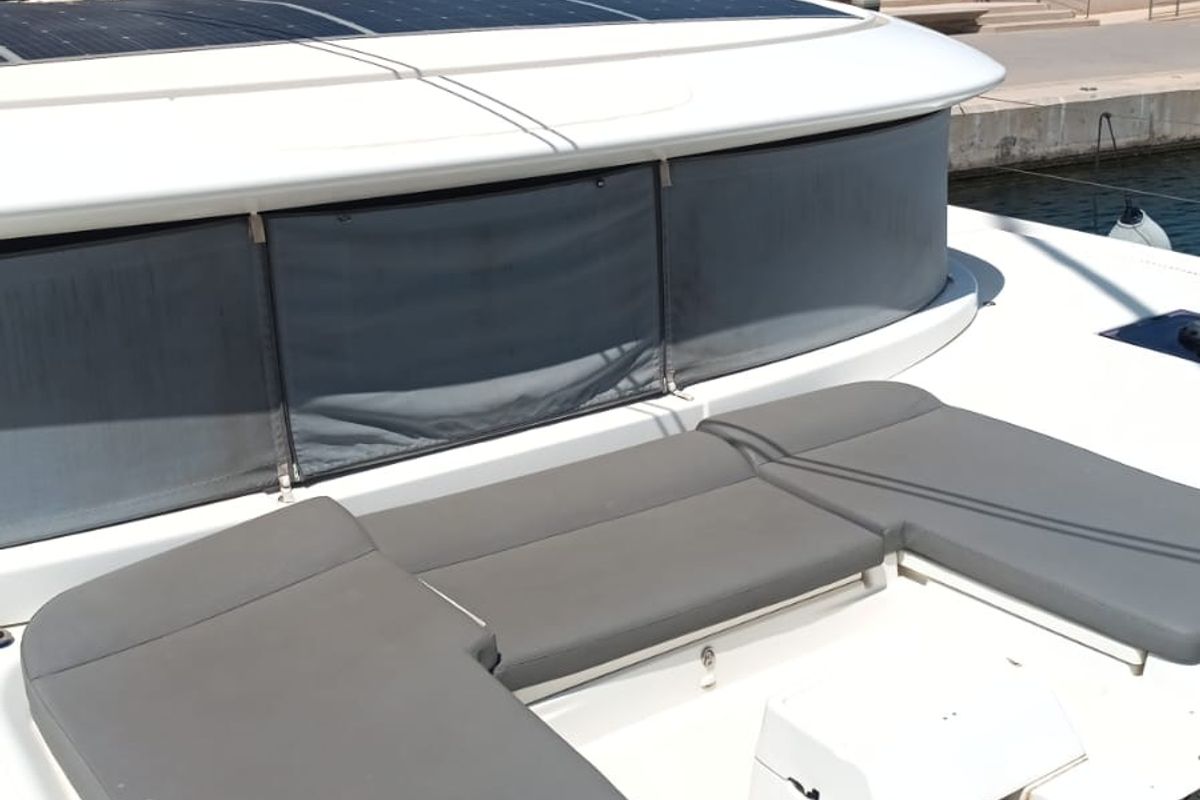 Deck of Selene, a Lagoon 46 catamaran at Municipal Unit of Anaktorio, Greece