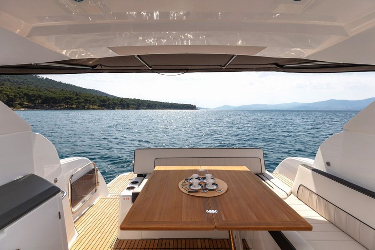 Deck of CHROMIA, a Jeanneau Leader 36 yacht at Split, Croatia