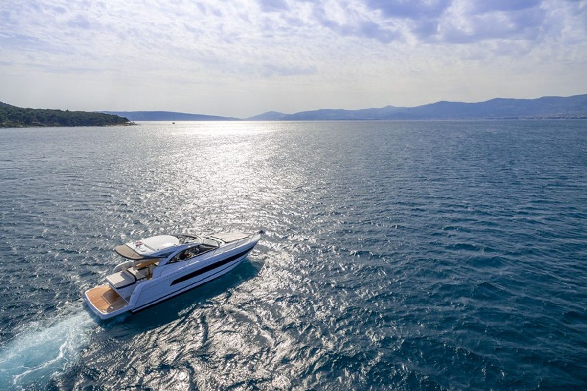 Exterior view of CHROMIA, a Jeanneau Leader 36 yacht at Split, Croatia