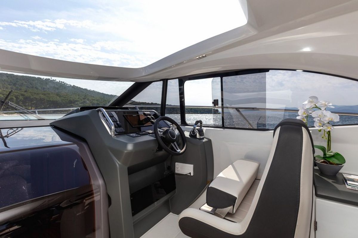 Cockpit of CHROMIA, a Jeanneau Leader 36 yacht at Split, Croatia
