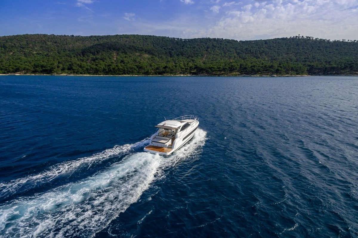 Exterior view of CHROMIA, a Jeanneau Leader 36 yacht at Split, Croatia