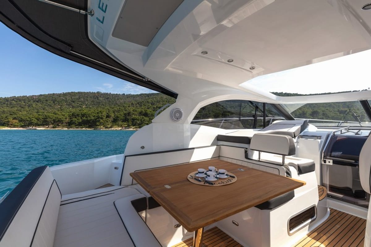 Deck of CHROMIA, a Jeanneau Leader 36 yacht at Split, Croatia
