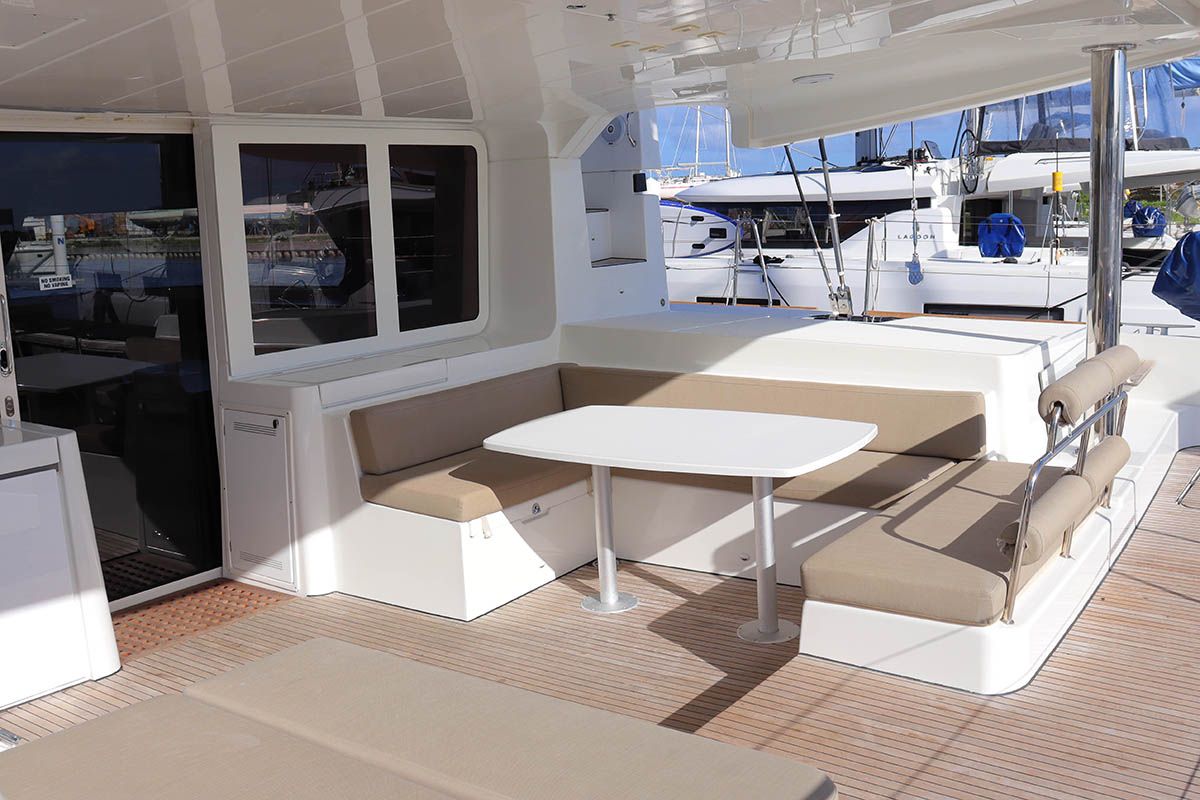 Happy Ours , a Lagoon 52 F catamaran at Road Town, British Virgin Islands
