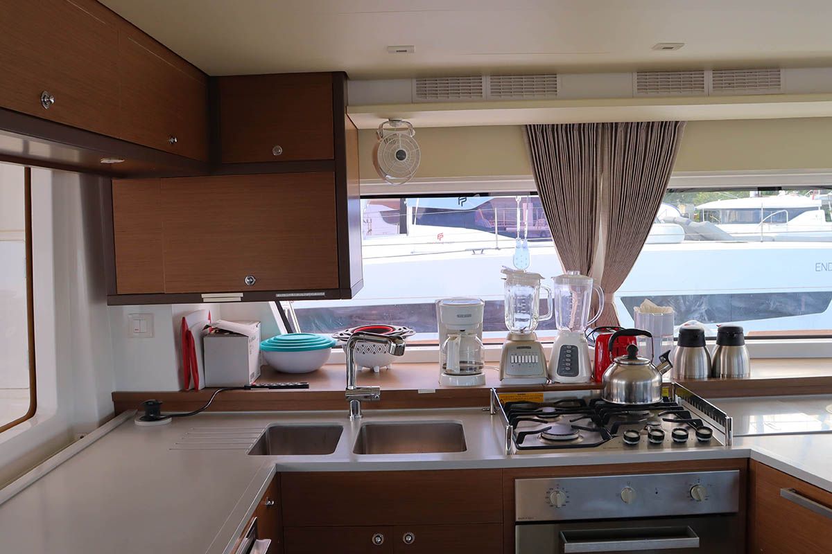 Happy Ours , a Lagoon 52 F catamaran at Road Town, British Virgin Islands