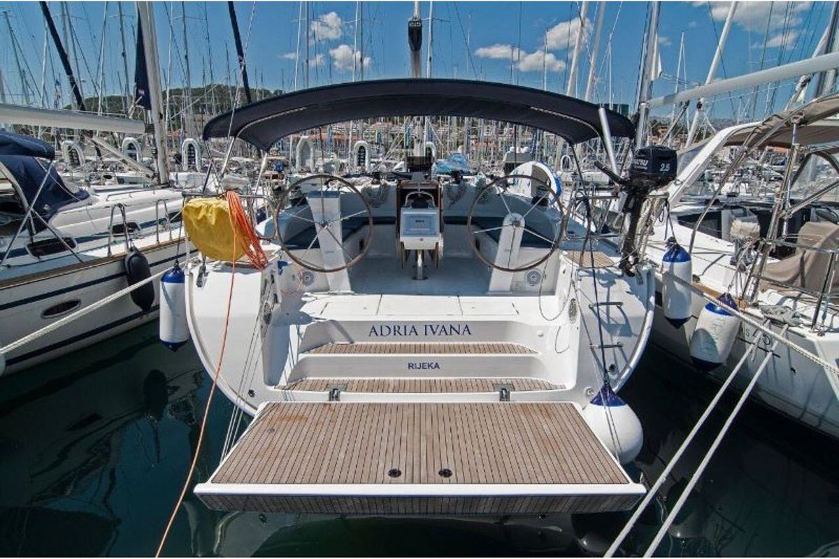 Cockpit of Ivana, a Bavaria Cruiser 51 sailboat at Split, Croatia