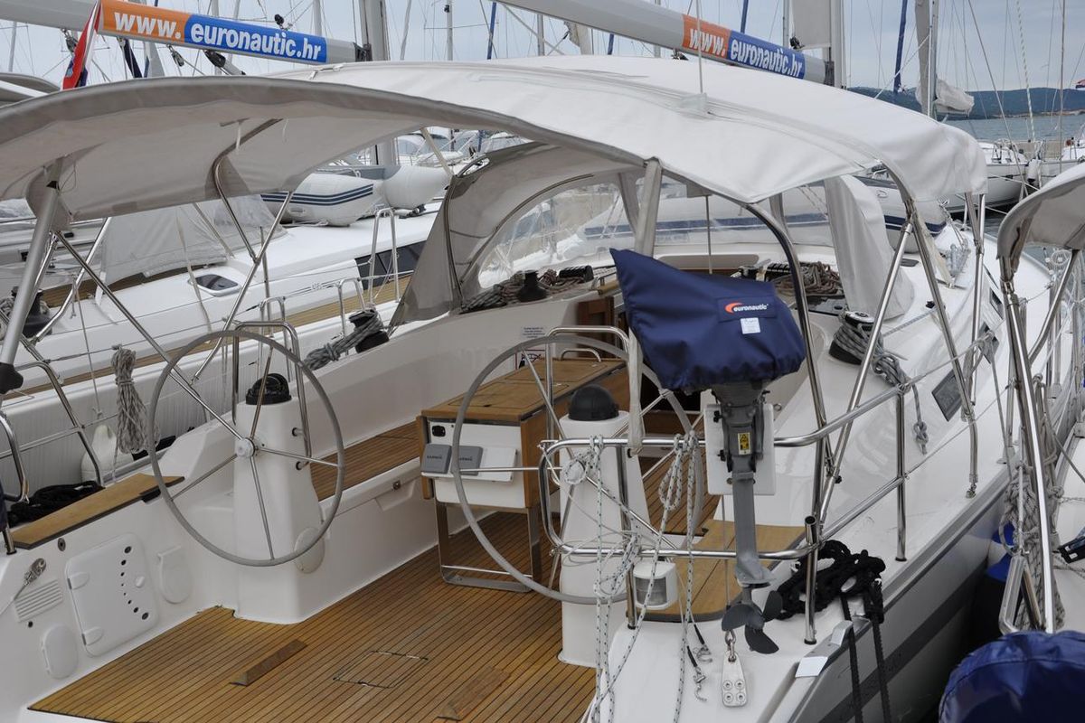 Cockpit of Joy, a Bavaria Cruiser 40 sailboat at Pirovac, Croatia