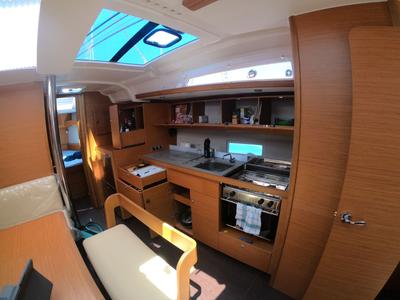 Galley of Akira, a Dufour 430 GL sailboat at Tonnarella, Italy