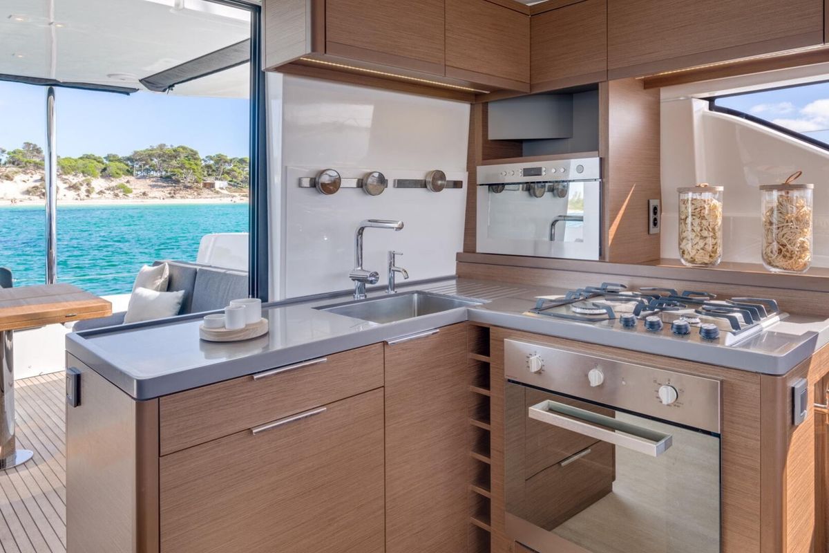 Galley of Nauti Cat, a Lagoon 50 catamaran at Kotor, Montenegro