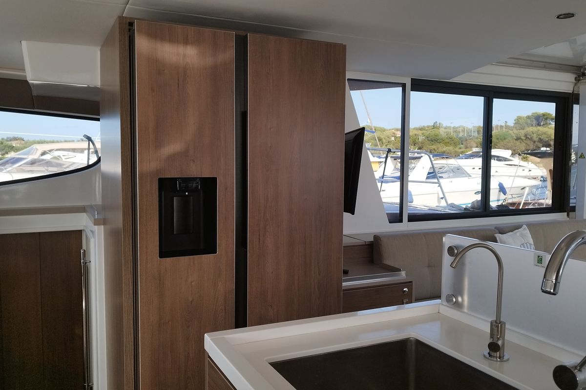 Galley of Grampus, a Bali 4.6 catamaran at Olbia, Italy