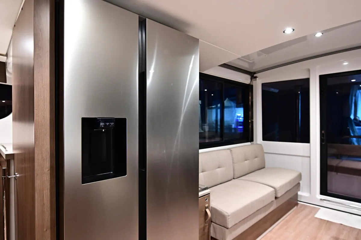 Salon of Cio, a Bali 4.4 catamaran at Olbia, Italy