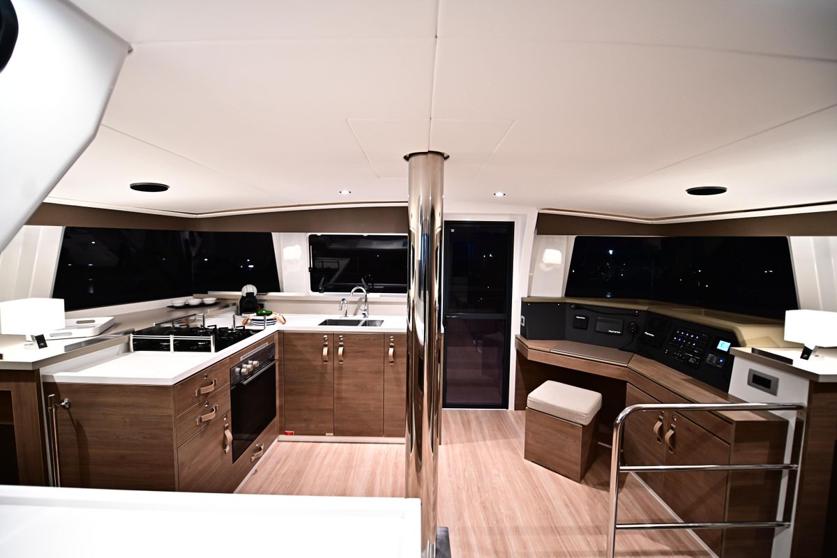 Galley of Cio, a Bali 4.4 catamaran at Olbia, Italy