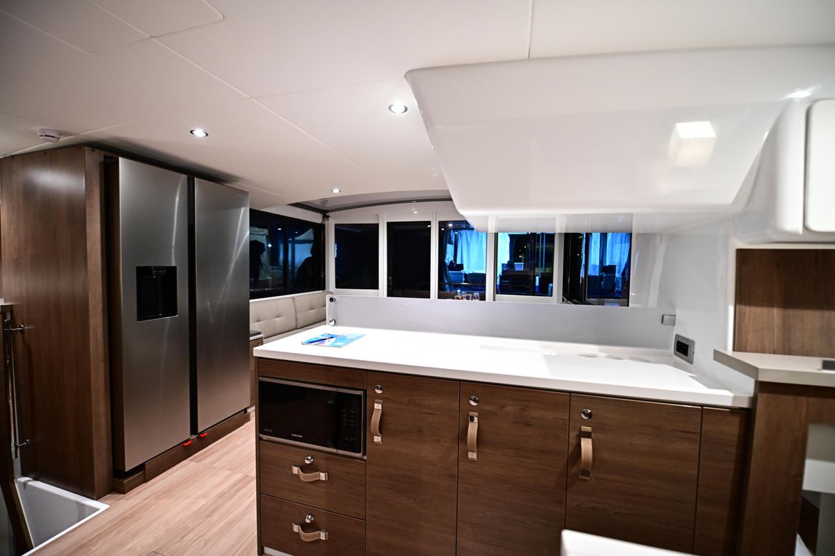 Galley of Cio, a Bali 4.4 catamaran at Olbia, Italy