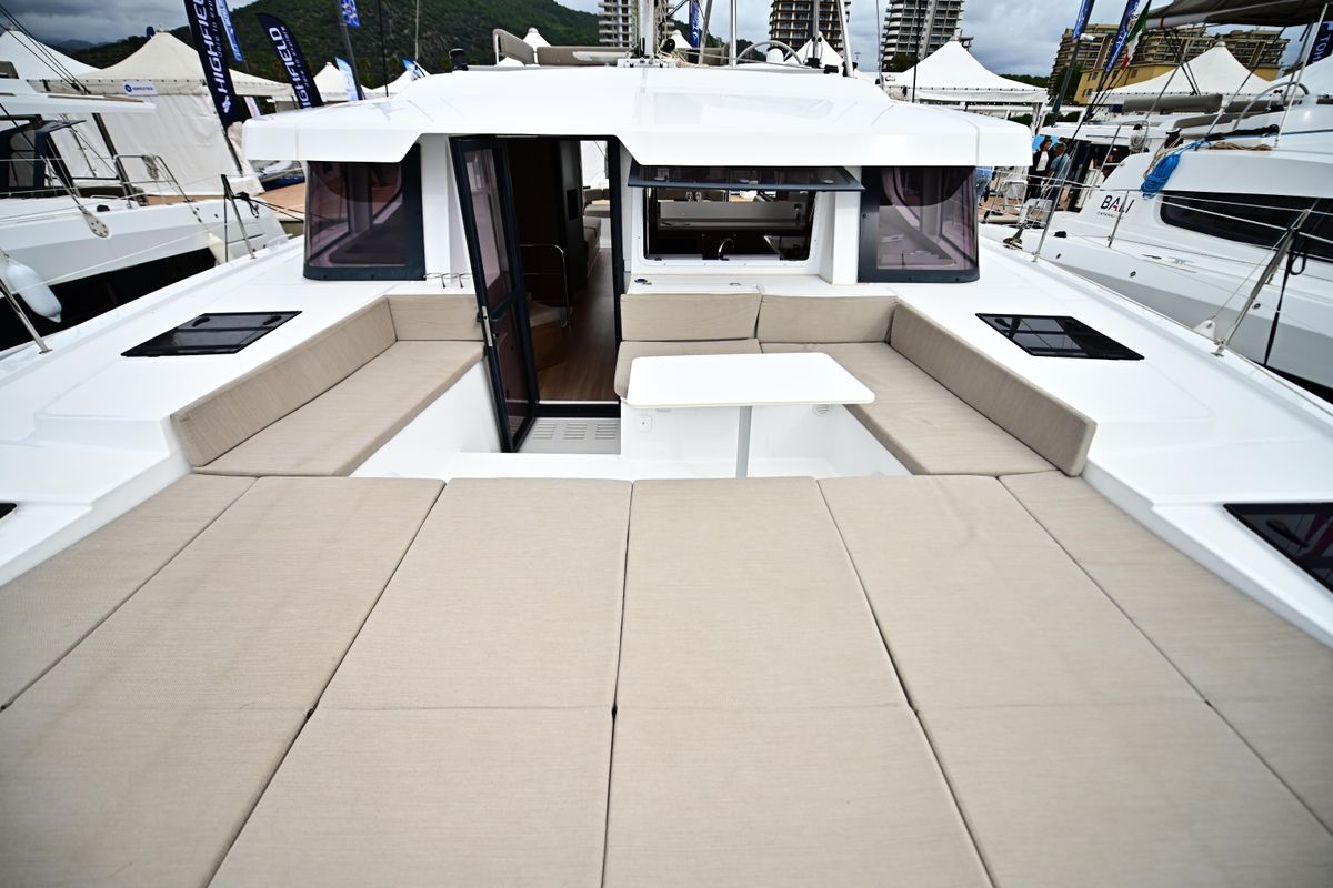 Head on Cio, a Bali 4.4 catamaran at Olbia, Italy