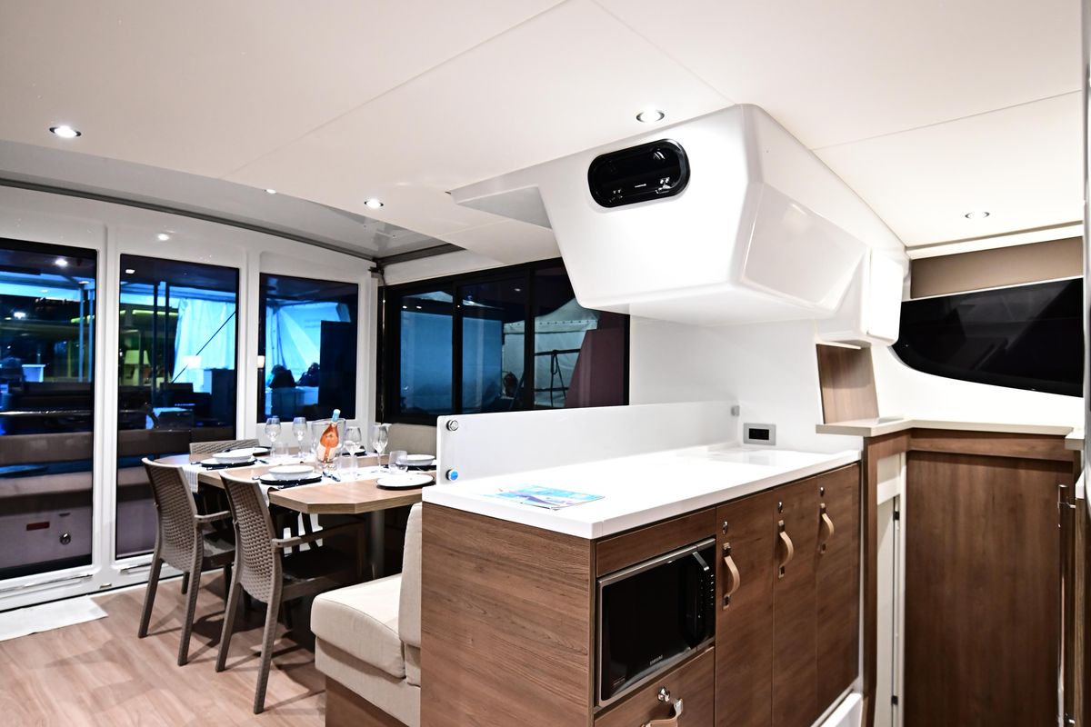 Galley of Cio, a Bali 4.4 catamaran at Olbia, Italy