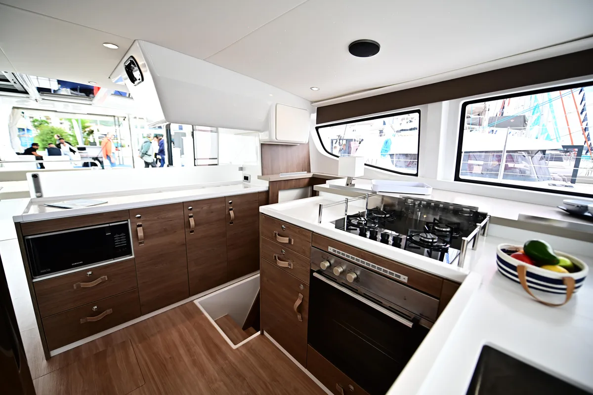 Galley of Cio, a Bali 4.4 catamaran at Olbia, Italy