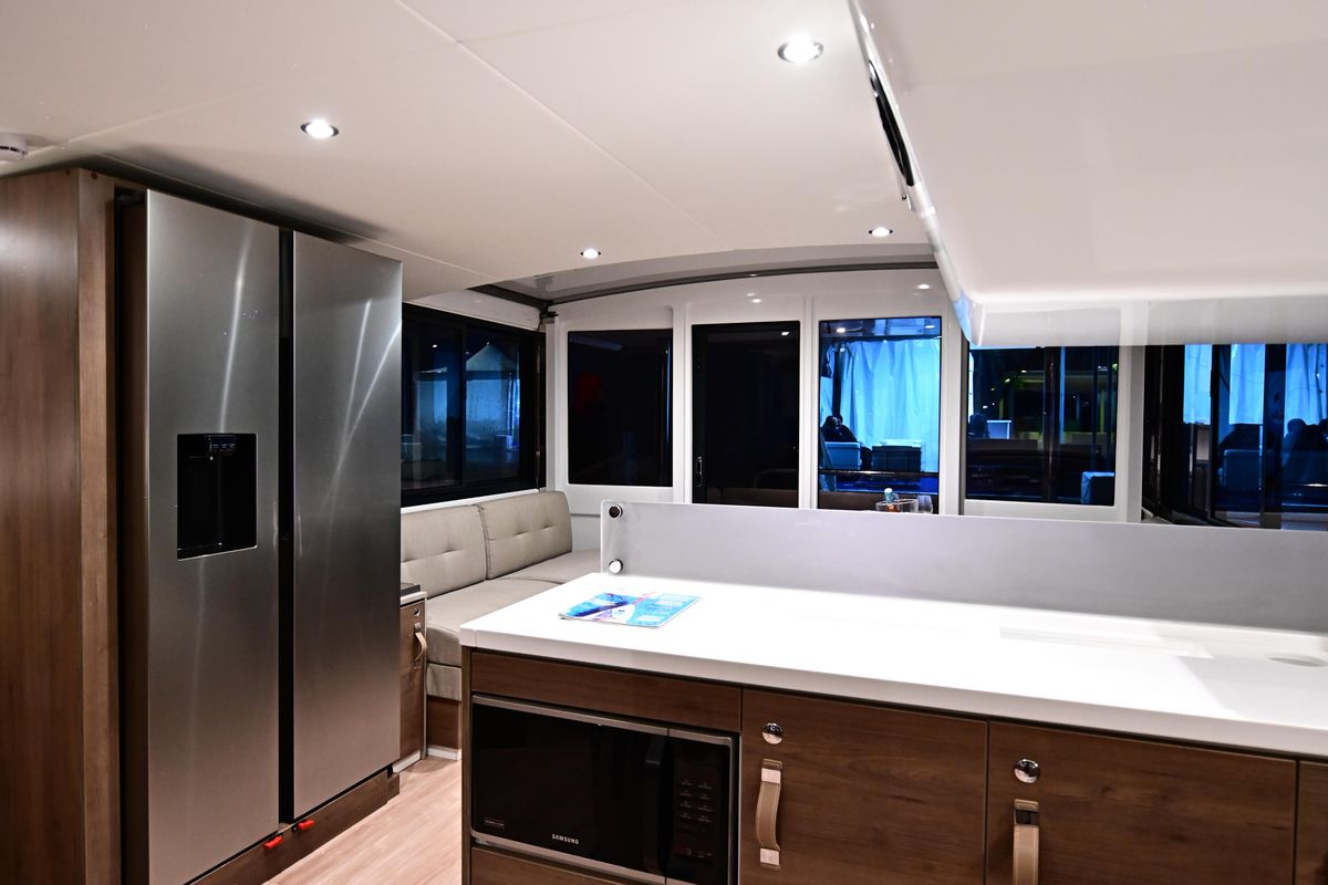 Galley of Cio, a Bali 4.4 catamaran at Olbia, Italy