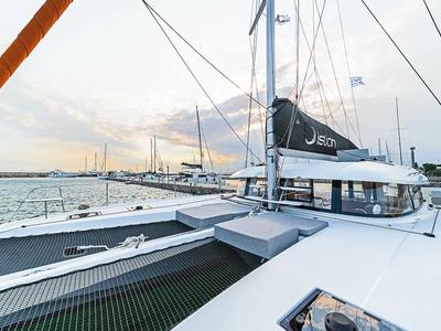 Deck of Tiramisu, a Excess 14 catamaran at Municipal Unit of Lefkada, Greece
