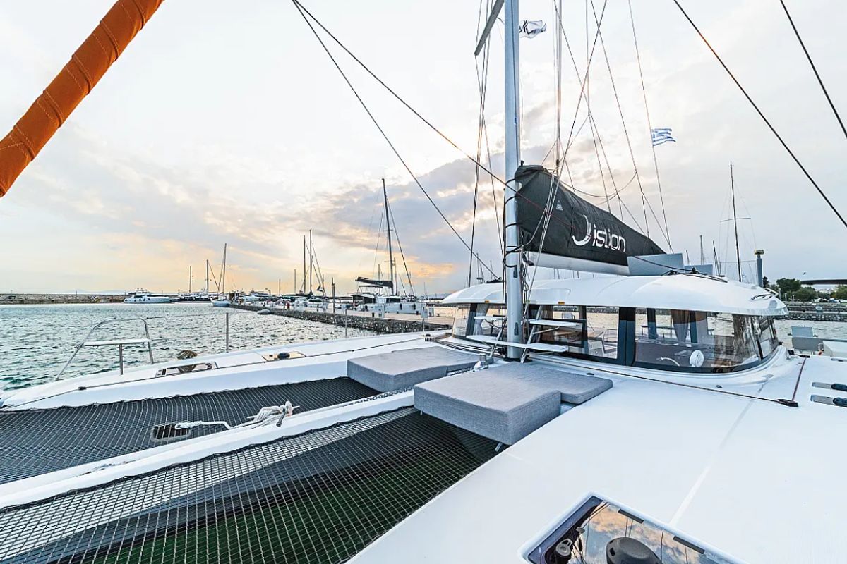 Deck of Tiramisu, a Excess 14 catamaran at Municipal Unit of Lefkada, Greece