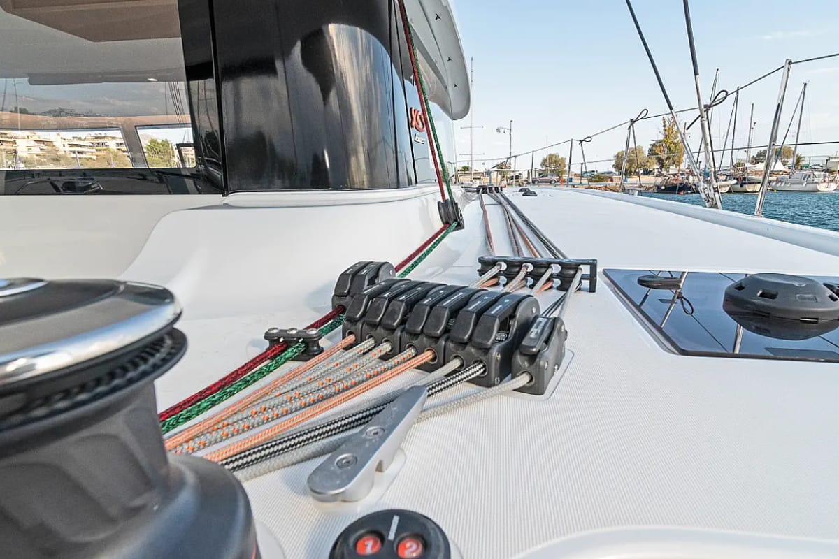 Deck of Tiramisu, a Excess 14 catamaran at Municipal Unit of Lefkada, Greece