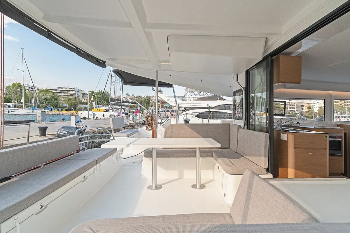 Deck of Tiramisu, a Excess 14 catamaran at Municipal Unit of Lefkada, Greece