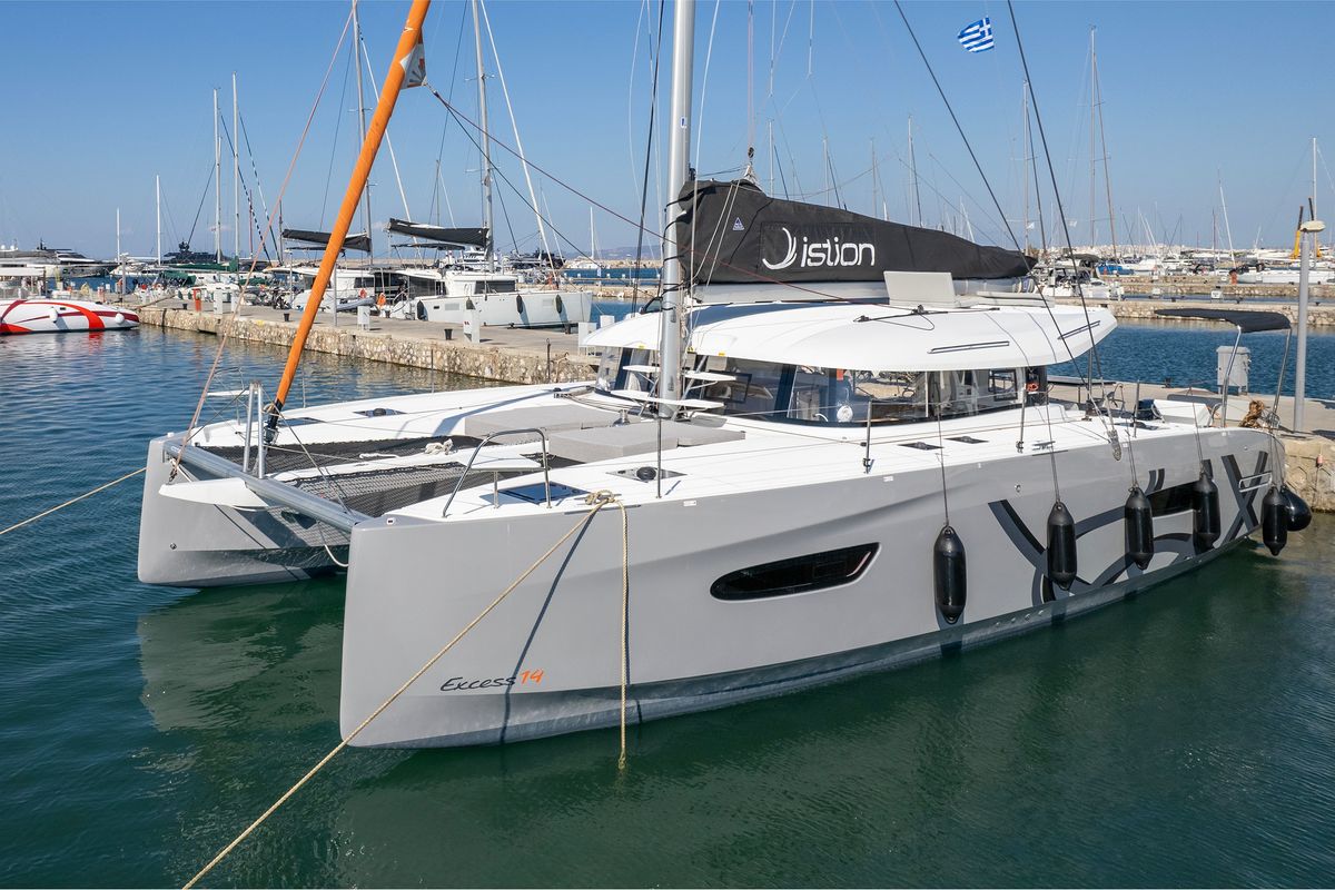 Exterior view of Tiramisu, a Excess 14 catamaran at Municipal Unit of Lefkada, Greece