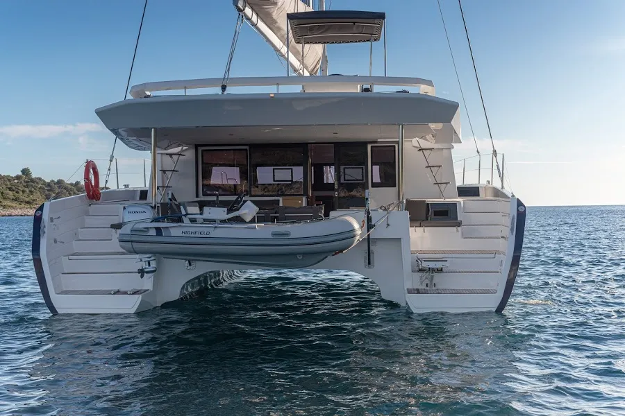 Cockpit of Bro, a Dufour 48 Catamaran catamaran at Primošten, Croatia
