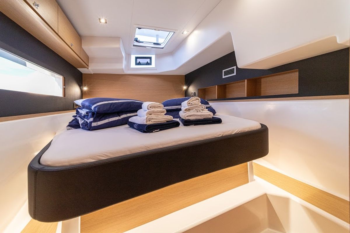 Cabin on Bro, a Dufour 48 Catamaran catamaran at Primošten, Croatia