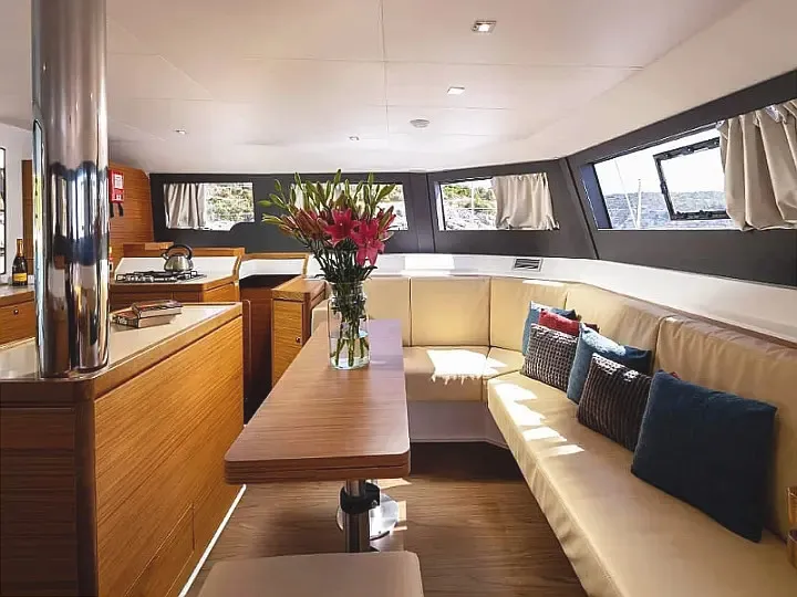 Salon of Bro, a Dufour 48 Catamaran catamaran at Primošten, Croatia