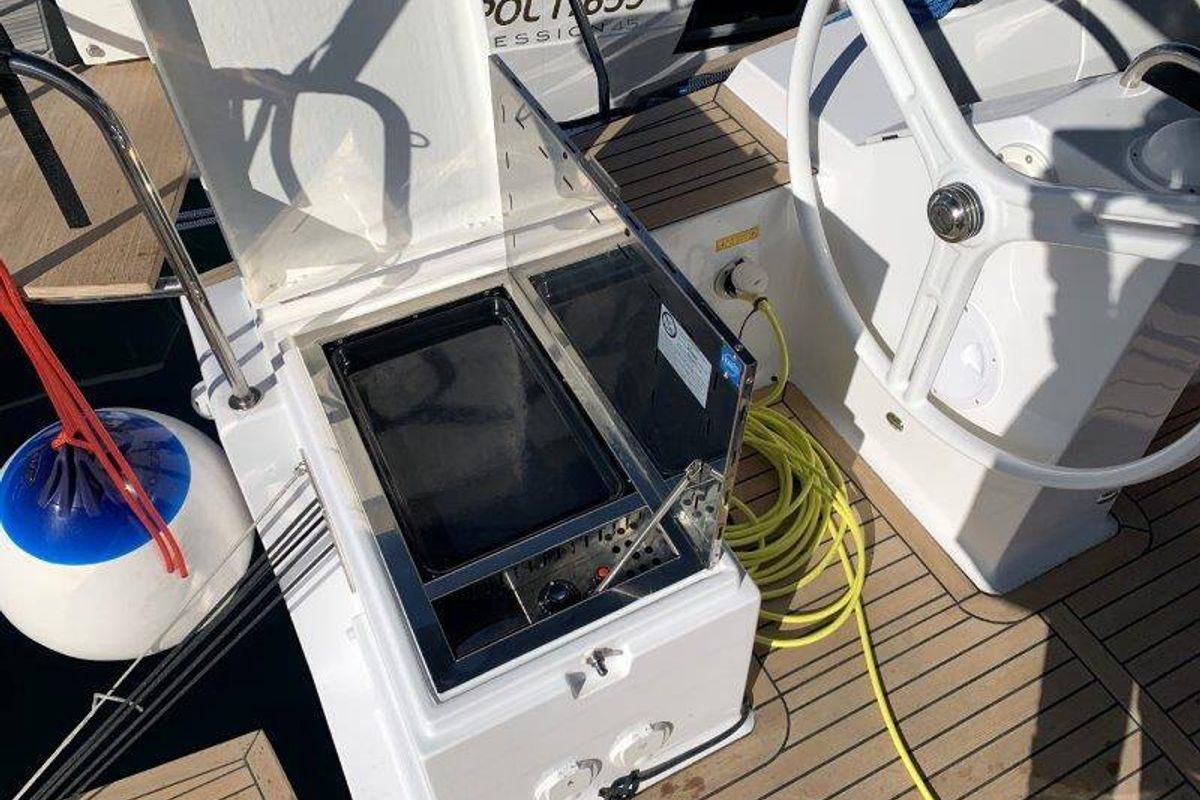 Deck of Lena, a Elan Impression 45.1 sailboat at Grad Pula, Croatia
