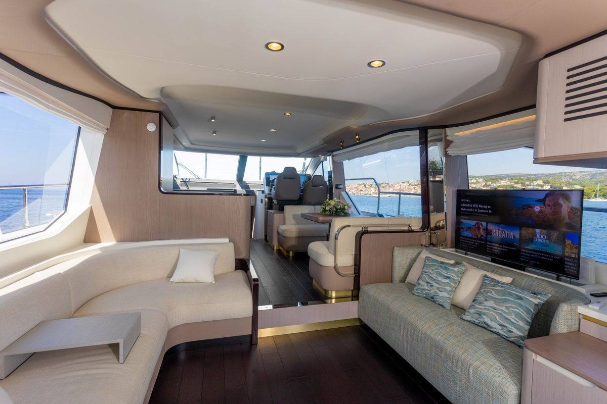 Salon of Genesis, a Azimut 60 motorboat at Primošten, Croatia