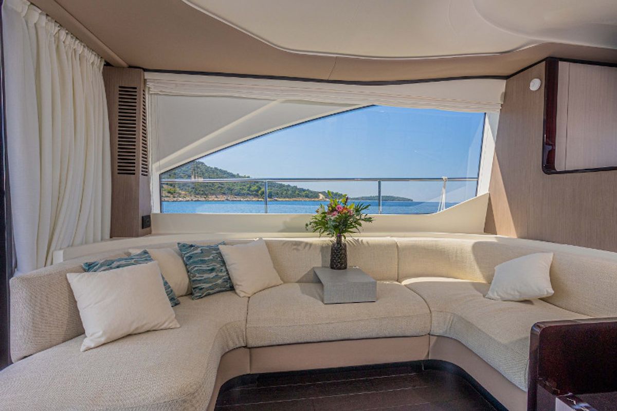 Salon of Genesis, a Azimut 60 motorboat at Primošten, Croatia