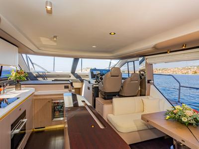 Galley of Genesis, a Azimut 60 motorboat at Primošten, Croatia
