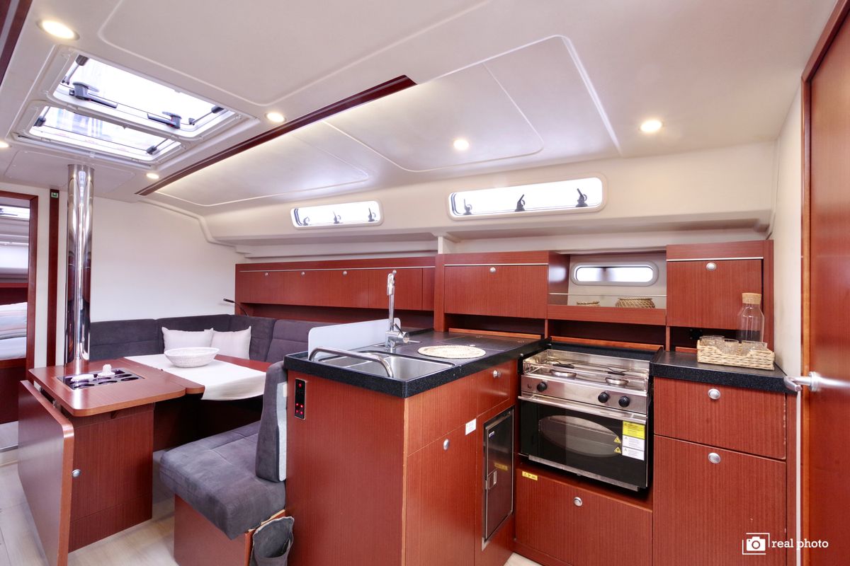 Galley of Talia, a Hanse Yachts Hanse 415 sailboat at Puntone di Scarlino, Italy