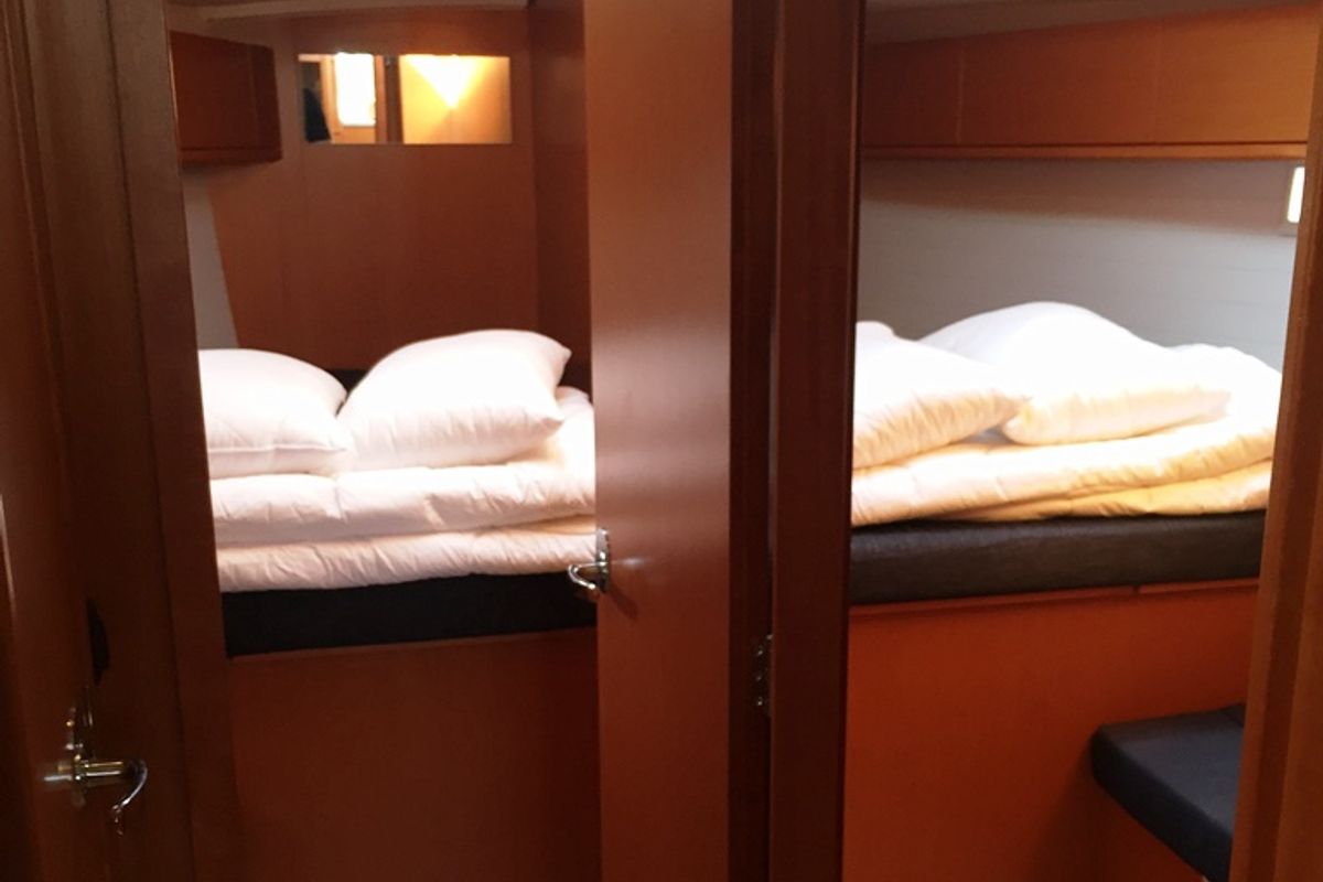 Cabin on Optima Prime, a Bavaria Cruiser 46 sailboat at Grad Kaštela, Croatia