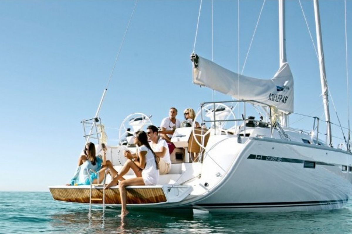 Exterior view of Optima Prime, a Bavaria Cruiser 46 sailboat at Grad Kaštela, Croatia