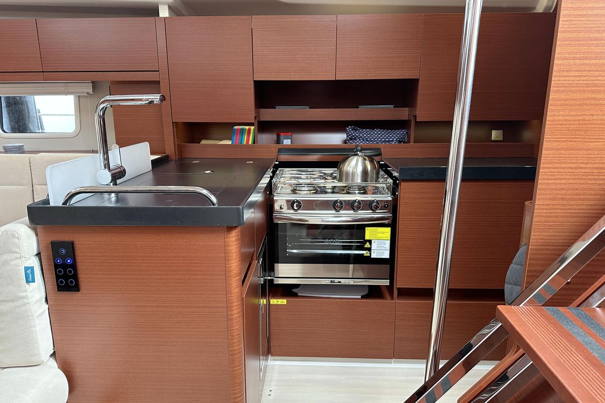 Galley of Namaka Elua, a Hanse Yachts Hanse 458 sailboat at Palma de Mallorca, Spain