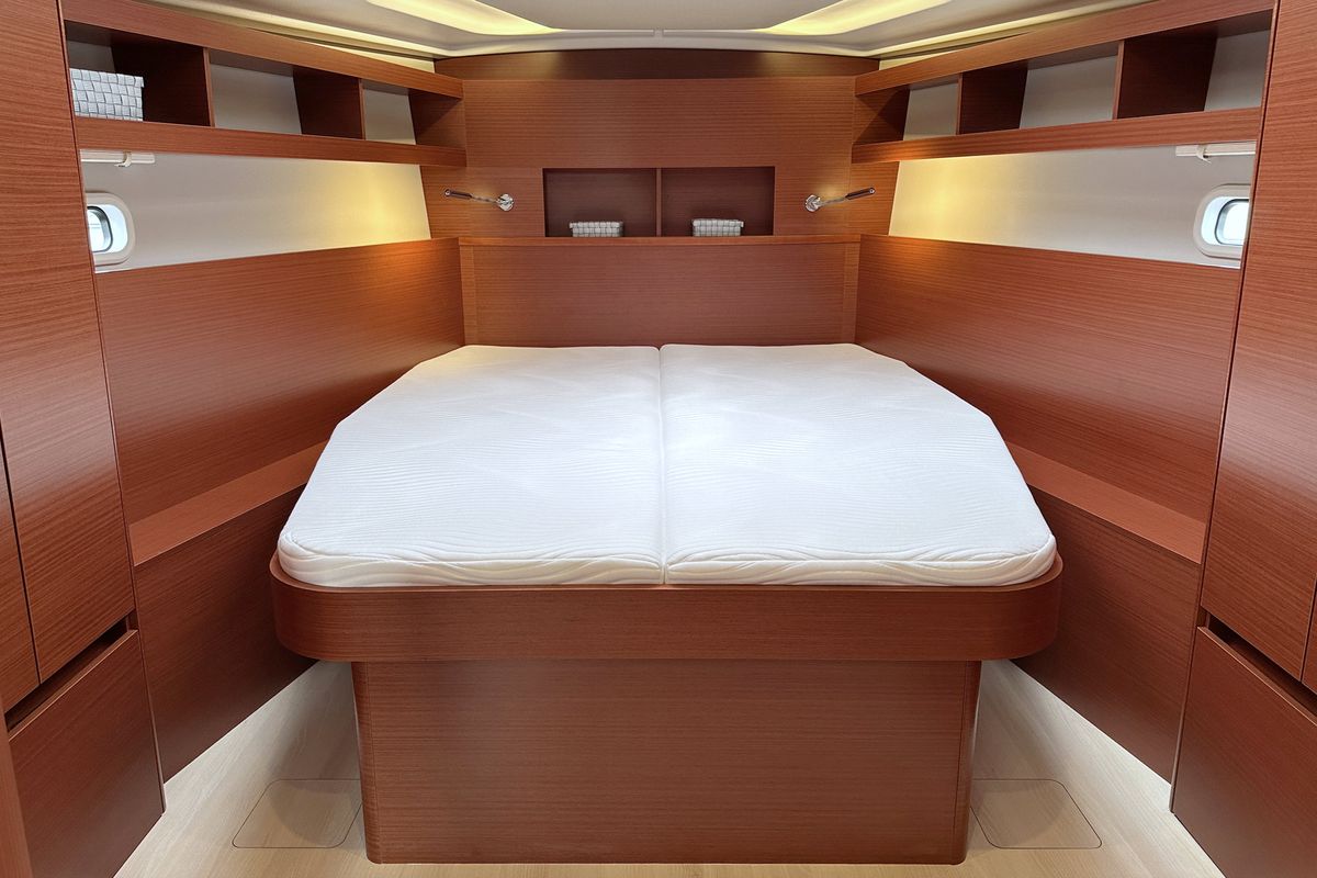 Cabin on Namaka Elua, a Hanse Yachts Hanse 458 sailboat at Palma de Mallorca, Spain