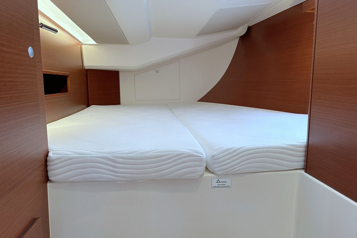 Cabin on Namaka Elua, a Hanse Yachts Hanse 458 sailboat at Palma de Mallorca, Spain