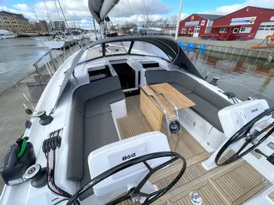 Deck of Namaka Elua, a Hanse Yachts Hanse 458 sailboat at Palma de Mallorca, Spain