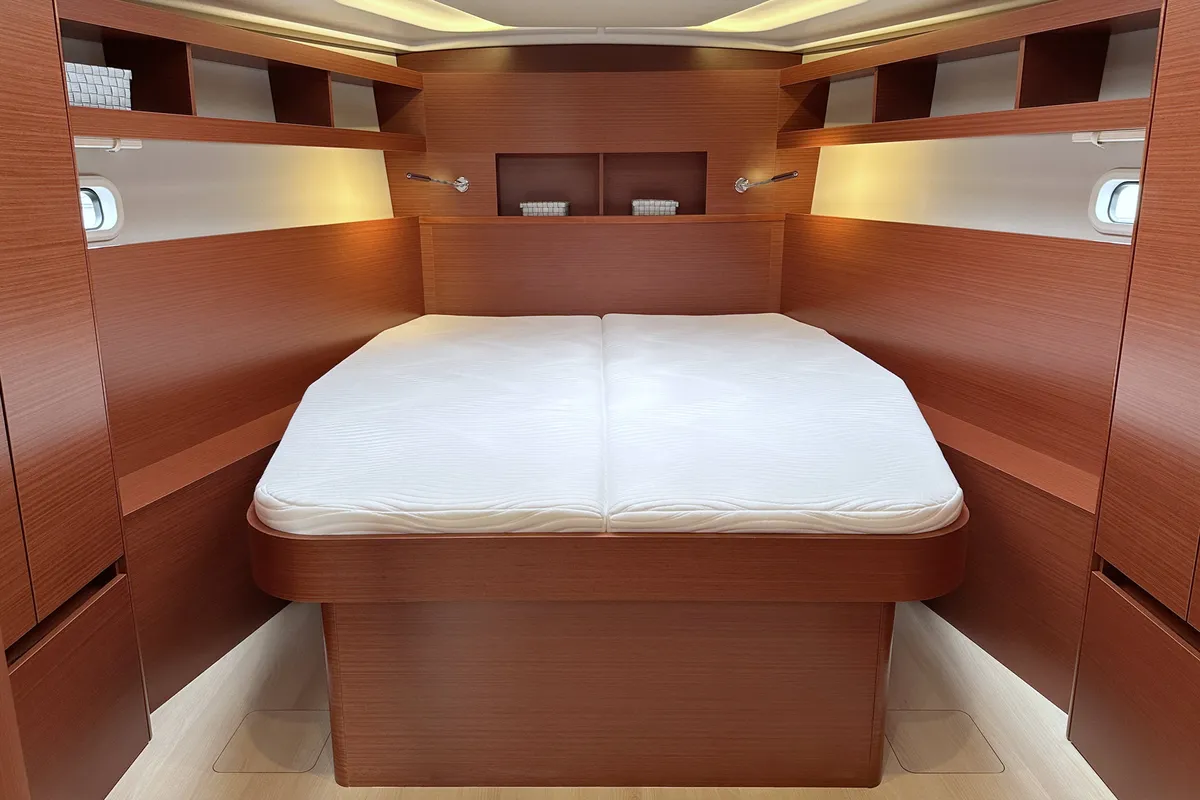 Cabin on Namaka Elua, a Hanse Yachts Hanse 458 sailboat at Palma de Mallorca, Spain
