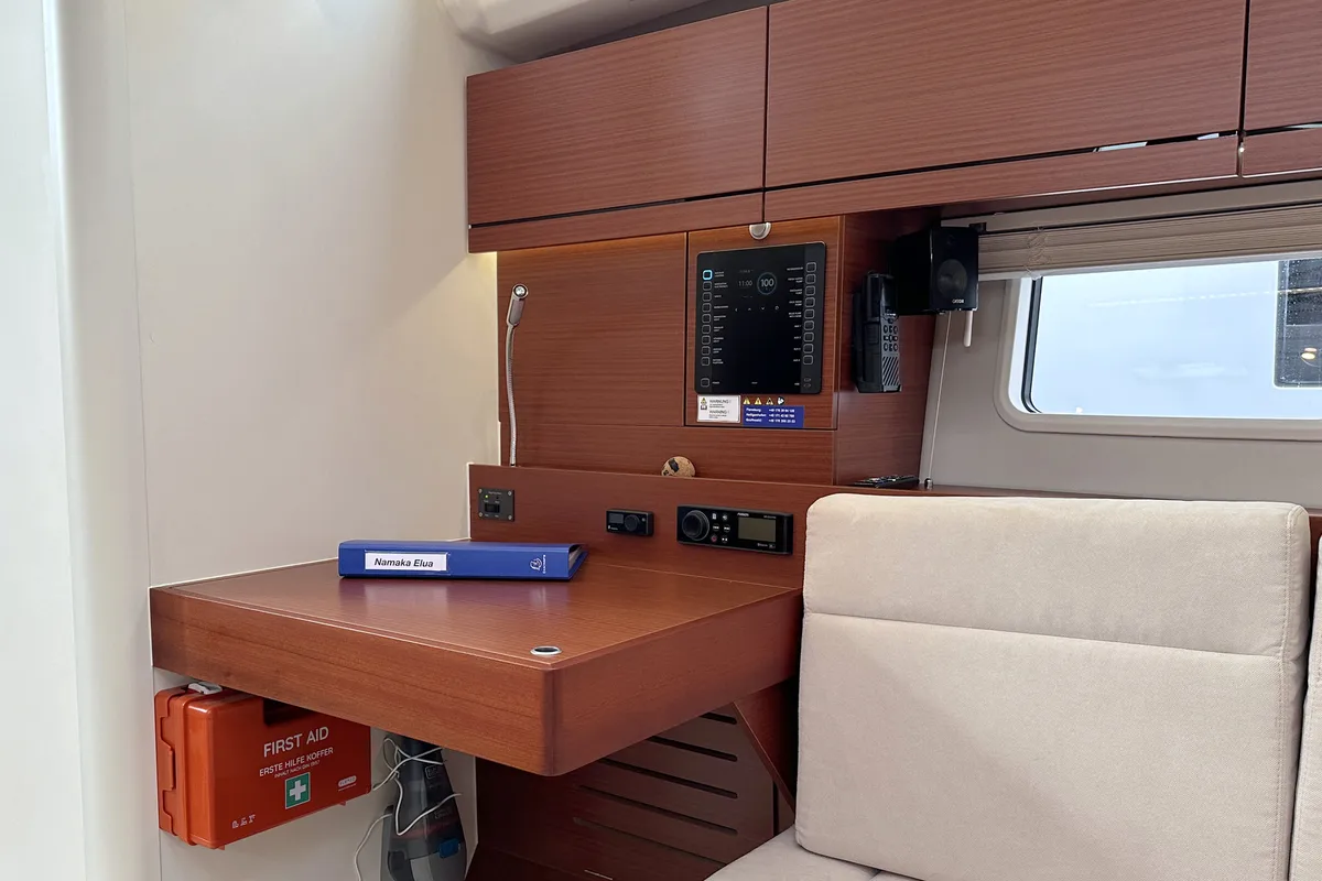 Salon of Namaka Elua, a Hanse Yachts Hanse 458 sailboat at Palma de Mallorca, Spain